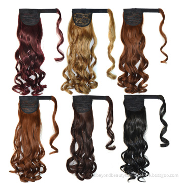 Long Wavy Wrap Around Clip In Ponytail Hair Extension Heat Resistant Synthetic Natural Wave Pony Tail Hair